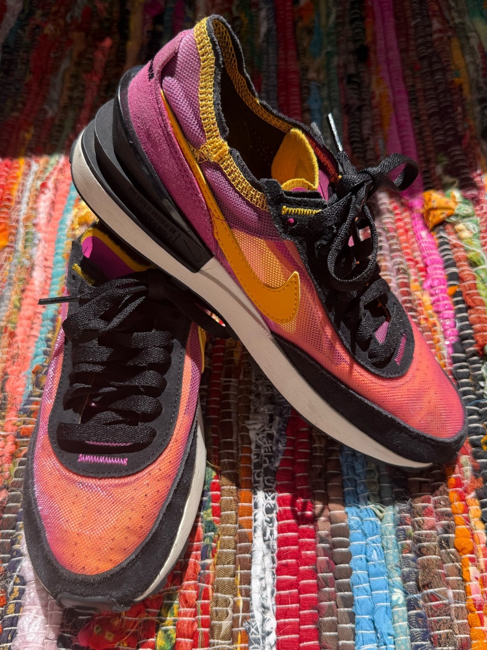 Nike Waffle One Active Fuchsia Pink Yellow Black  Women's Sneakers Size 6.5